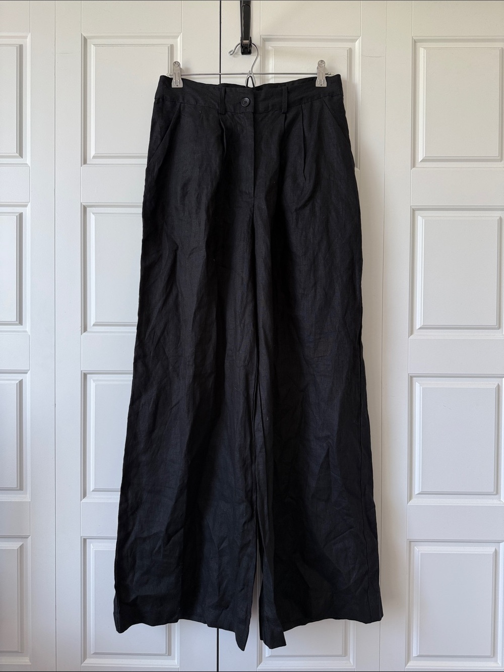 Faithfull the Brand 100% Linen Circa Pants - Black - Size US10